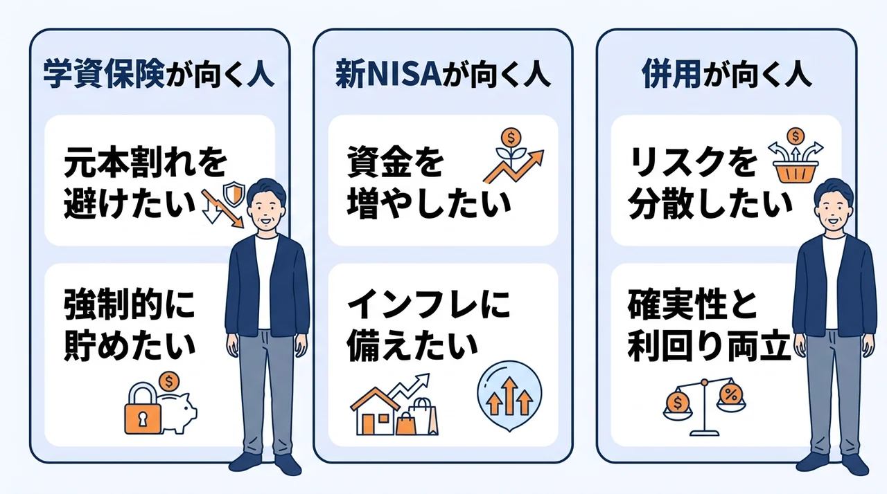 新NISAと学資保険はどちらがおすすめ？タイプ別に判定